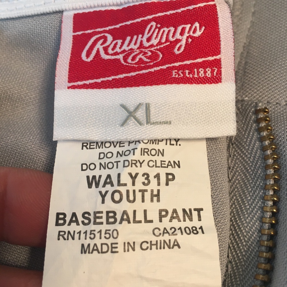 Rawlings Youth baseball pants grey